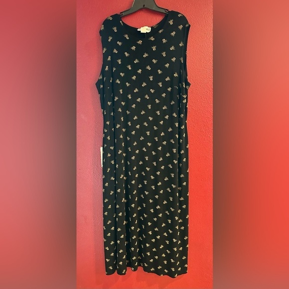 Ronni Nicole Dresses & Skirts - Ronni Nicole II Black Maxi Dress Pineapple Print Sleeveless Stretch 2X USA